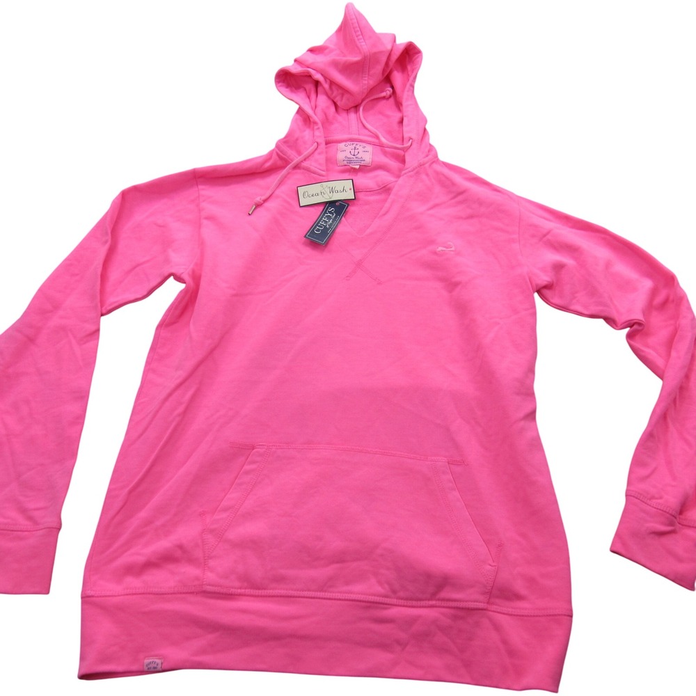 Cuffys of Cape Cod Womens Hoodie Pink V Neck Pullover  Sweatshirt  Size L‎